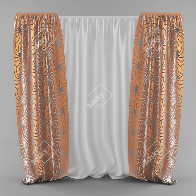 Patterned Curtains 3D model image 1