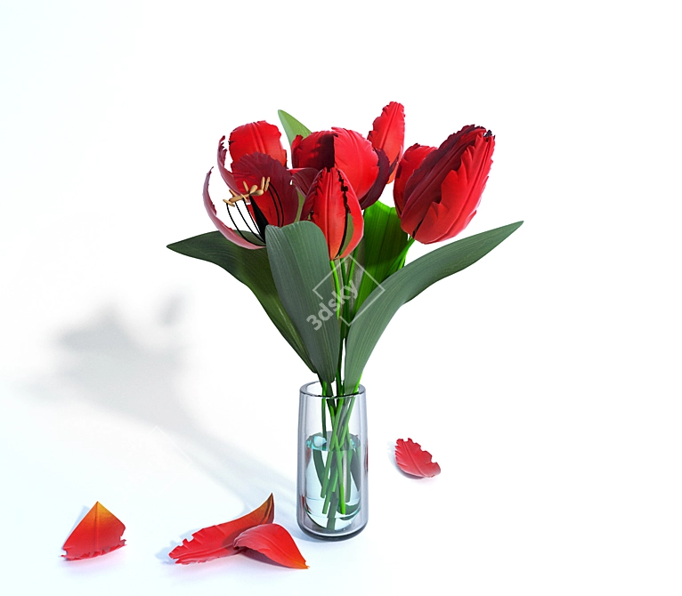 Elegant Tulip Bouquet 3D model image 1