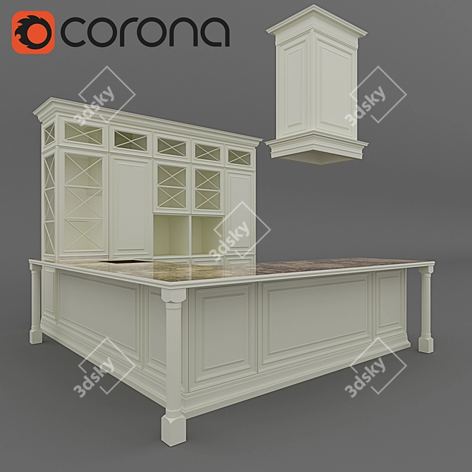 Elegant Oak Kitchen: Olivia 3D model image 2