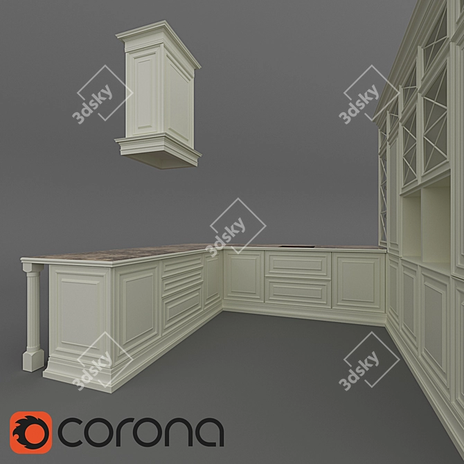 Elegant Oak Kitchen: Olivia 3D model image 3