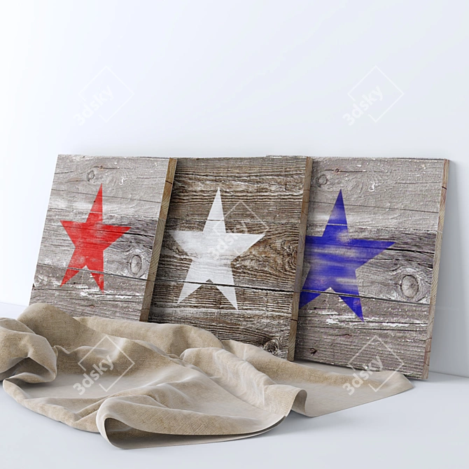 Rustic Starboard Set - 3 Rectangular Planks - 350x350mm 3D model image 1