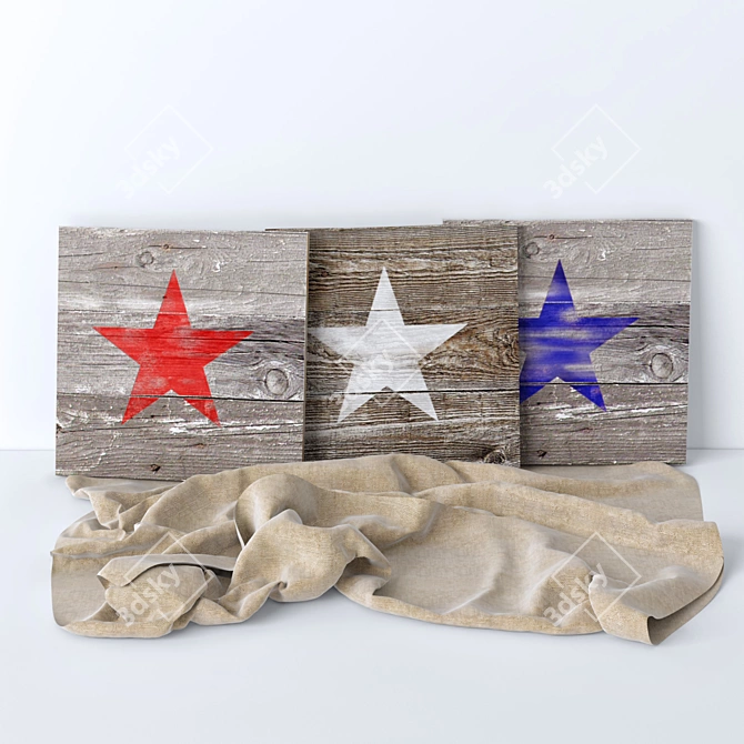 Rustic Starboard Set - 3 Rectangular Planks - 350x350mm 3D model image 3