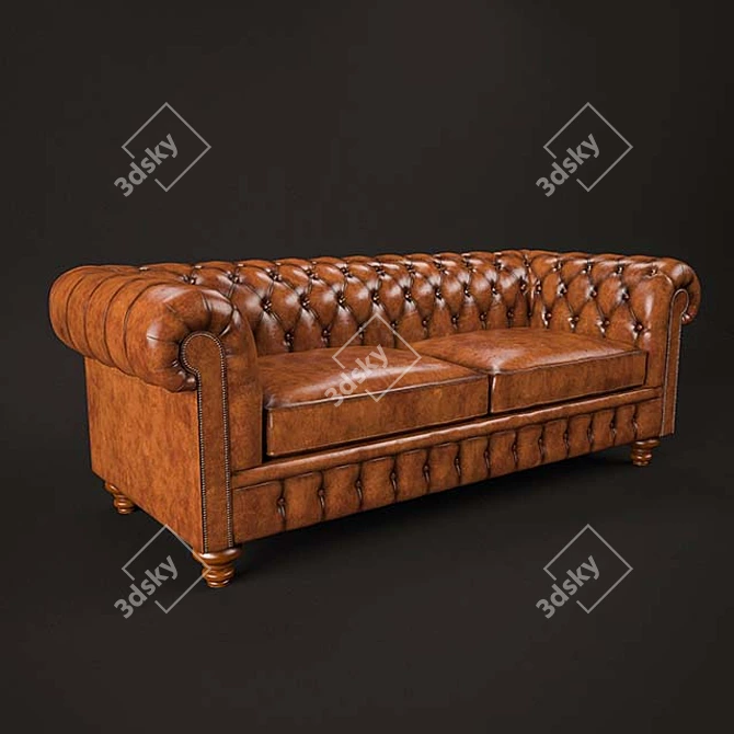 Elegant Cromwell Chesterfield Sofa 3D model image 1