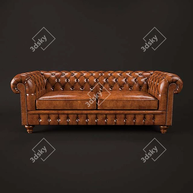 Elegant Cromwell Chesterfield Sofa 3D model image 2