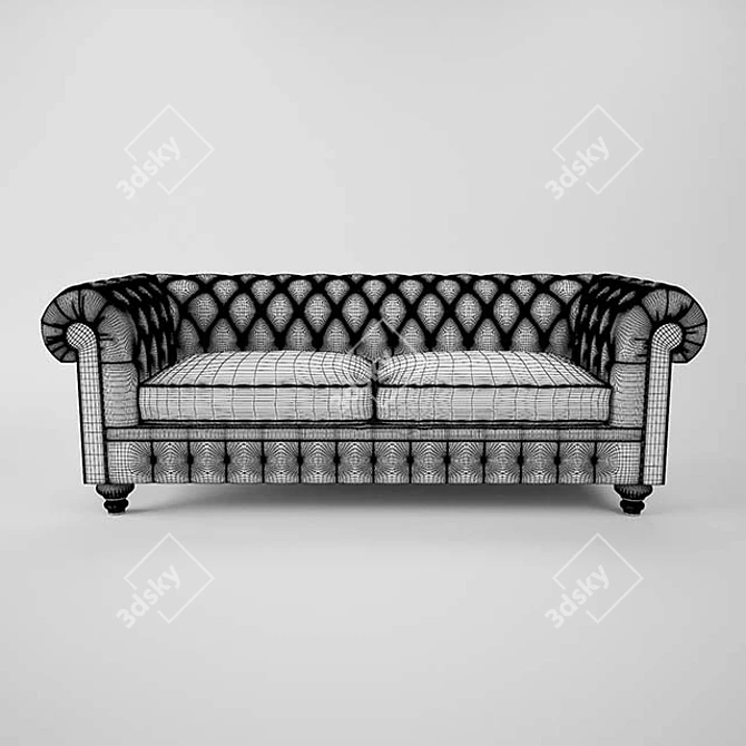 Elegant Cromwell Chesterfield Sofa 3D model image 3