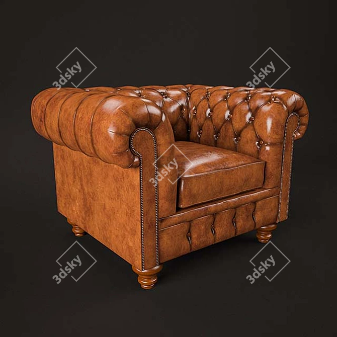 Timeless Elegance: Cromwell Chesterfield Chair 3D model image 1