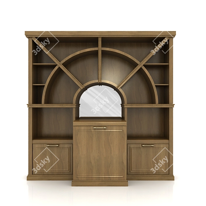 Architectural Bar Cabinet with Fridge 3D model image 2