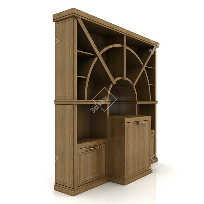 Architectural Bar Cabinet with Fridge 3D model image 3