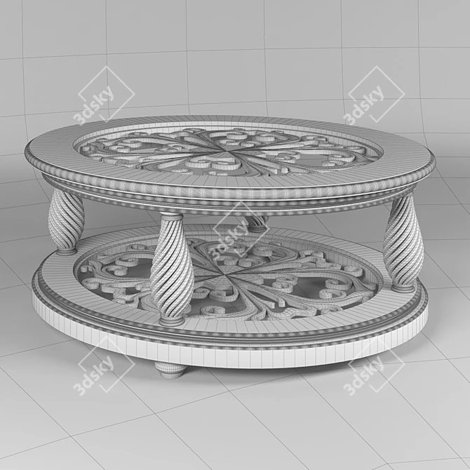 Elegant Oval Glass Coffee Table 3D model image 3