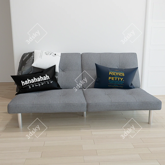 Sleek Gray Linen Futon 3D model image 1