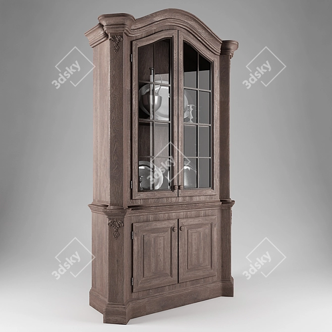 Antique Oak Silverware Cupboard 3D model image 1