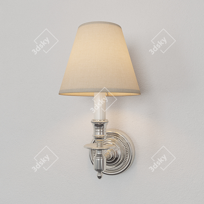 Studio French Single Sconce: Polished Nickel Tissue Shade 3D model image 1