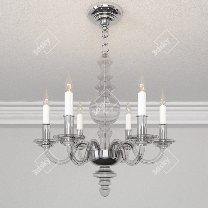 Elegant Crystal Chandelier with Polished Nickel 3D model image 1