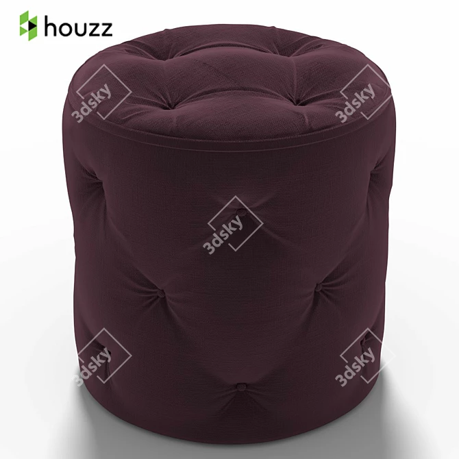 Plush Purple Ottoman - Curves Collection 3D model image 1