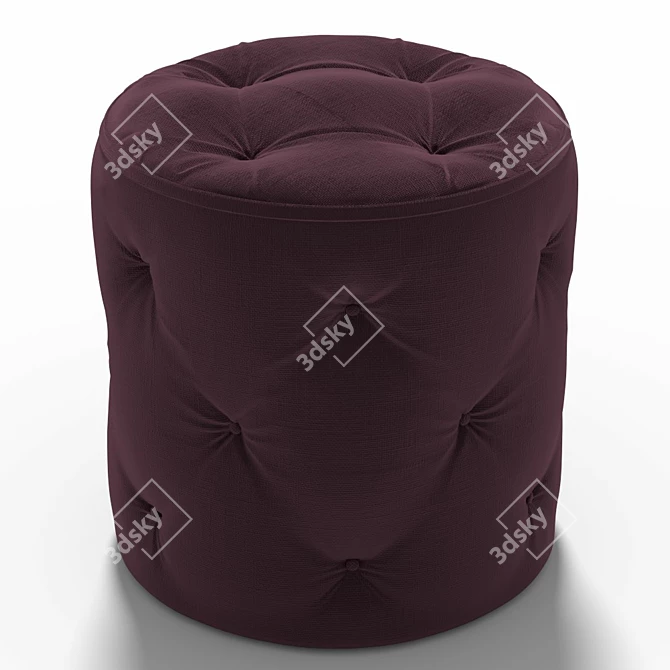 Plush Purple Ottoman - Curves Collection 3D model image 3