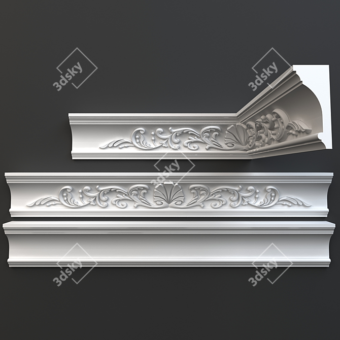 Ceiling cornice set 3D model image 2