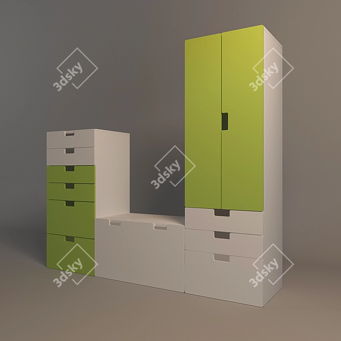 Stylish Storage Solution: IKEA Stuva Wardrobe 3D model image 1