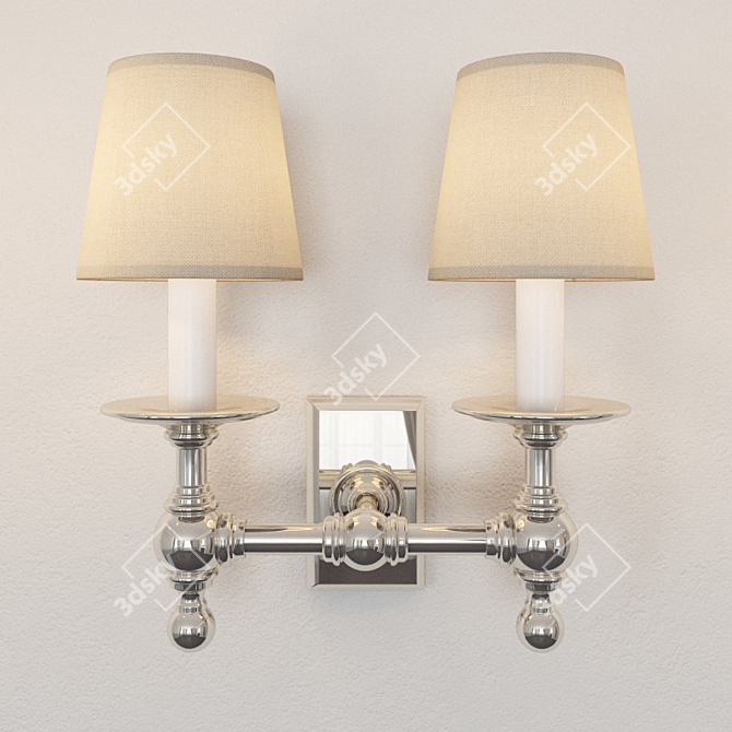 Polished Nickel Classic Library Sconce 3D model image 1