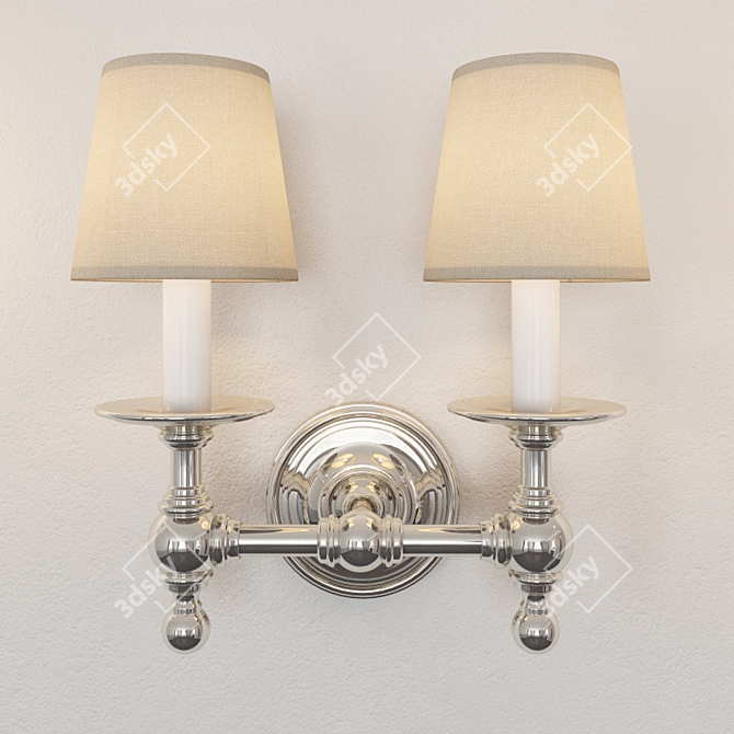 Polished Nickel Classic Library Sconce 3D model image 2