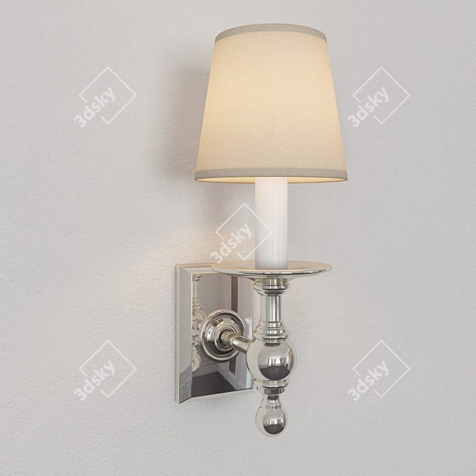 Polished Nickel Studio Sconce 3D model image 2