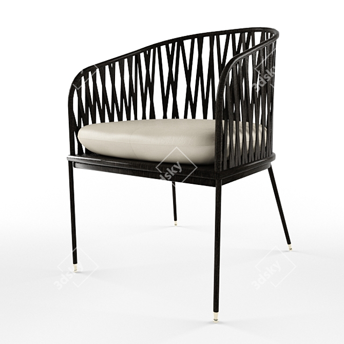 Elegant Wicker Outdoor Chair 3D model image 1