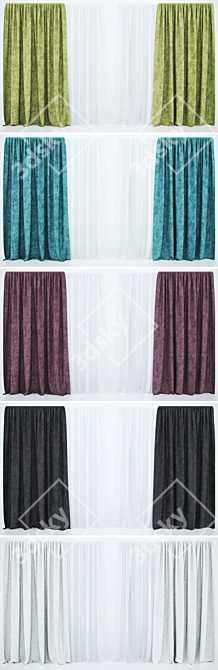 Luxurious Velvet Curtains 3D model image 2