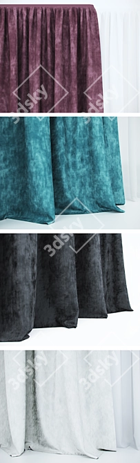 Luxurious Velvet Curtains 3D model image 3