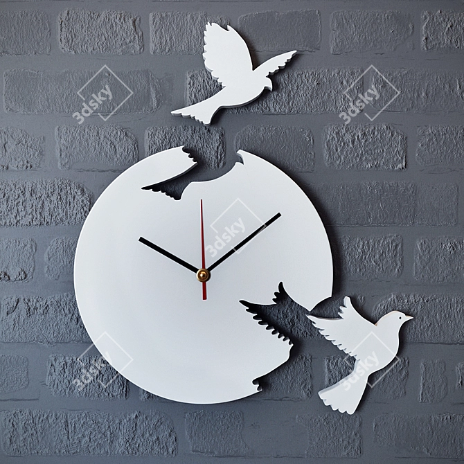 DidiArt "Dove" Acrylic Wall Clock (Red/Blue/Green/Orange/Black/White, 30x30 cm 3D model image 1