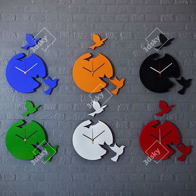 DidiArt "Dove" Acrylic Wall Clock (Red/Blue/Green/Orange/Black/White, 30x30 cm 3D model image 2