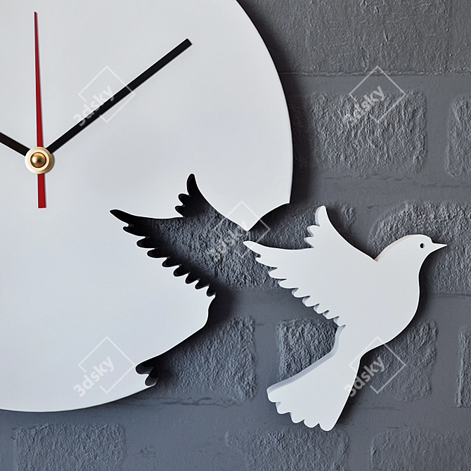 DidiArt "Dove" Acrylic Wall Clock (Red/Blue/Green/Orange/Black/White, 30x30 cm 3D model image 3