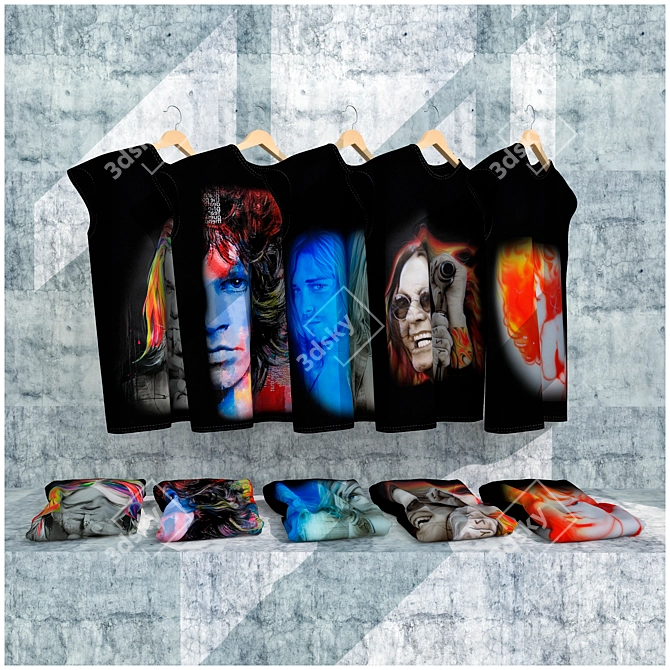 Rock Legends T-Shirt Set 3D model image 1