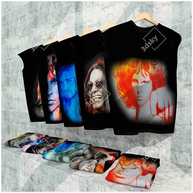 Rock Legends T-Shirt Set 3D model image 2