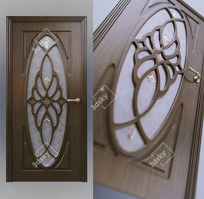 Elegant Stained Glass Door 3D model image 1