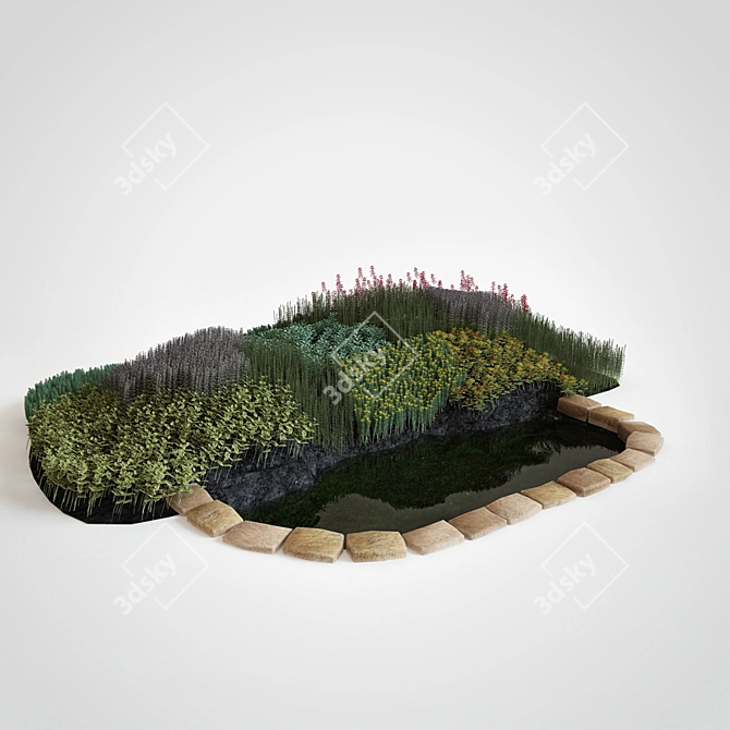 Alpine Hill with Pond 3D model image 1