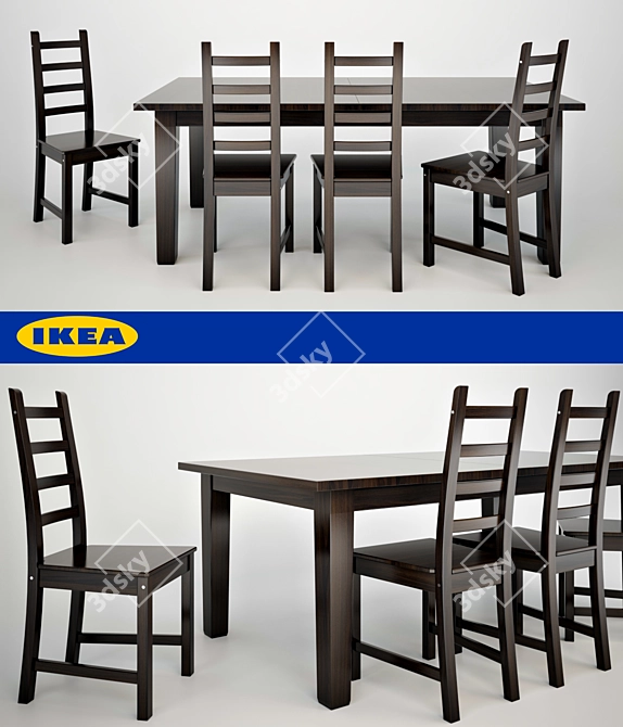 Modern Scandinavian Dining Set 3D model image 1