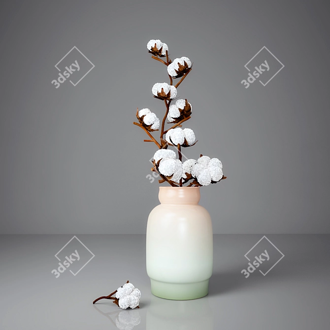 Cotton Branch Decorative Accessory 3D model image 1