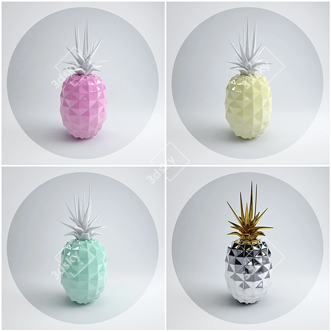 Elegant Porcelain Pineapple Decoration 3D model image 2