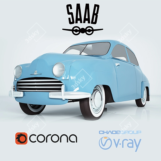 Classic Saab 92 (1949) - Original Vintage Model 3D model image 1