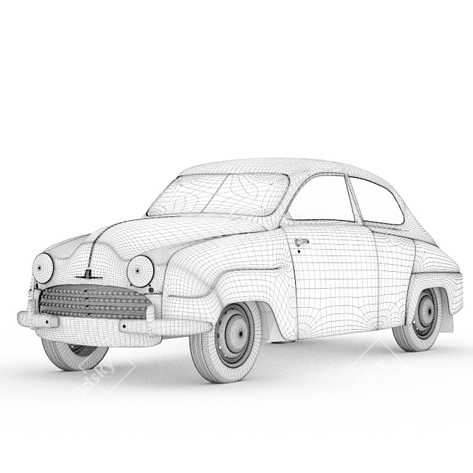 Classic Saab 92 (1949) - Original Vintage Model 3D model image 2