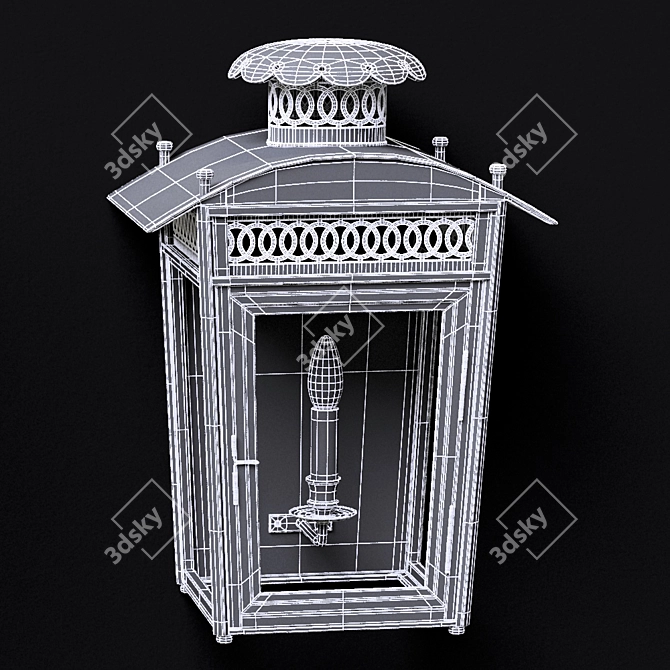 Elegant Mahogany Wall Lantern 3D model image 2