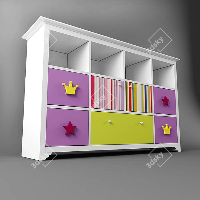 Bright Kids Chest of Drawers 3D model image 1