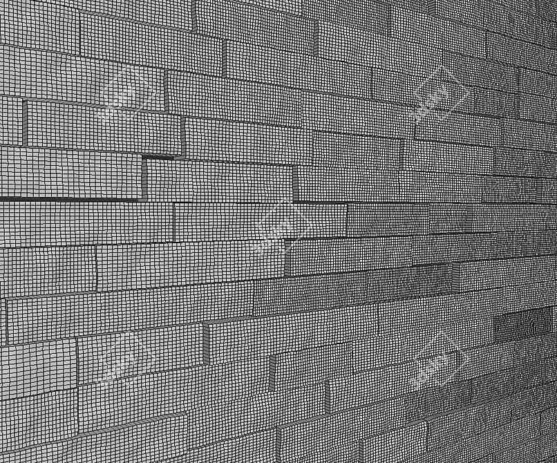 Textured Brick Wall Kit 3D model image 3