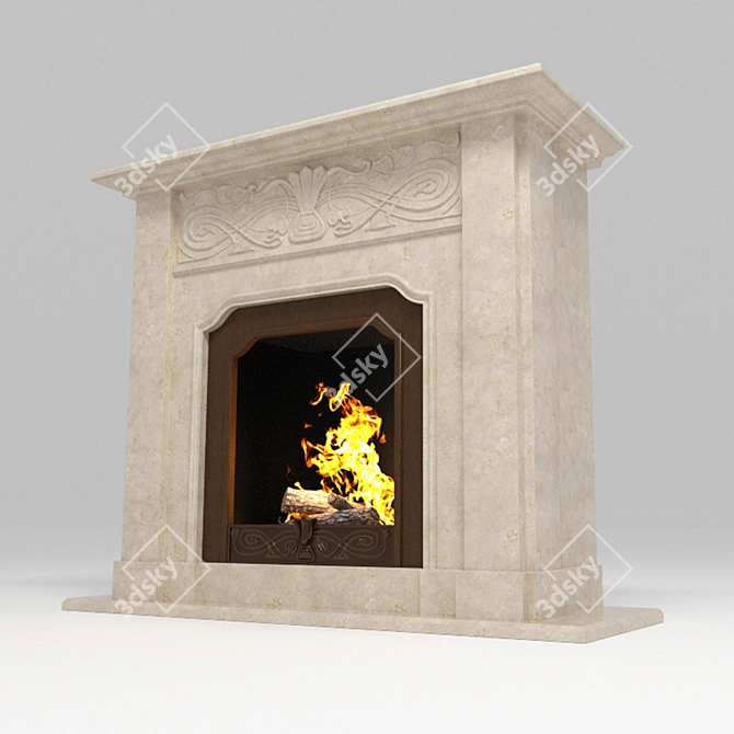 Stylish Fireplace Model with Photo 3D model image 1