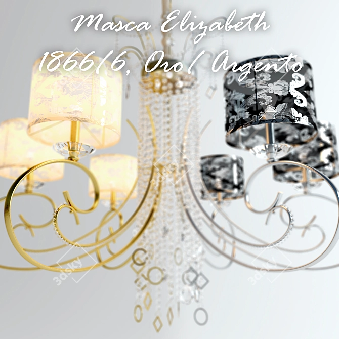 Exquisite Masca Elizabeth Oro/Argento Chandelier 3D model image 1