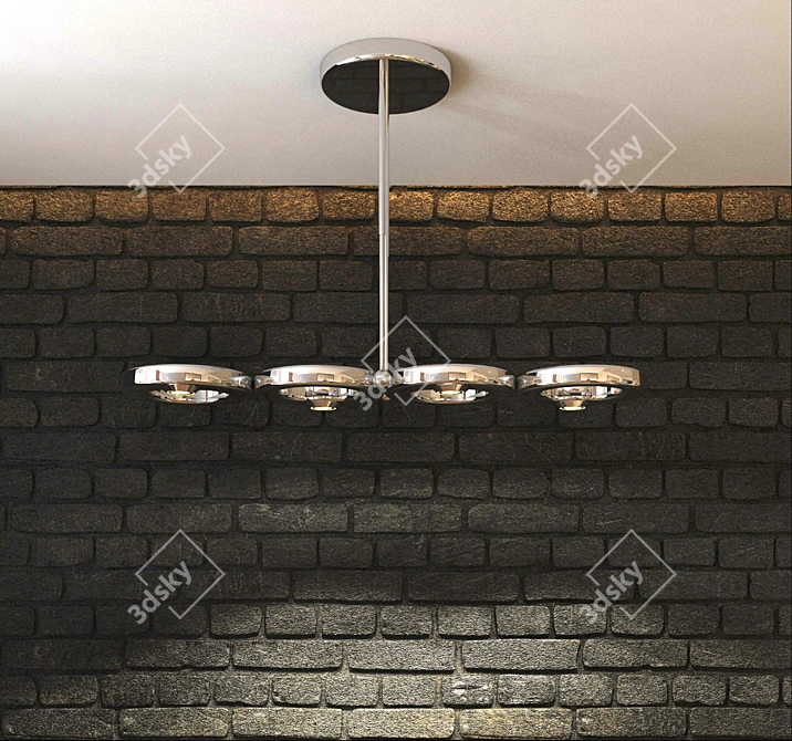 Polished Nickel Ceiling Light 3D model image 2