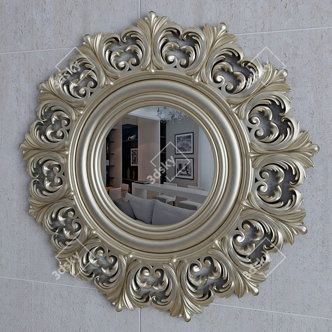 Elegant Oval Mirror 3D model image 1