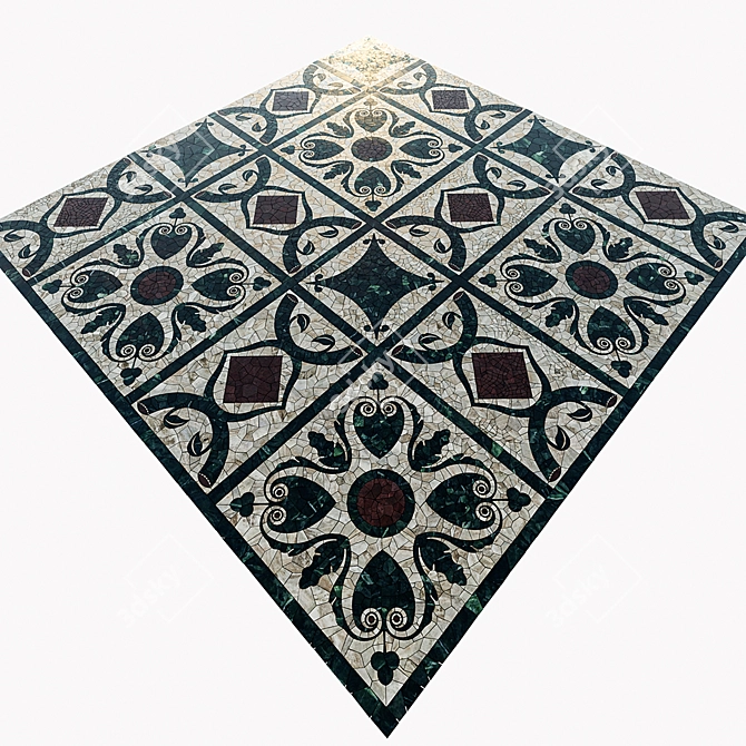 Roman-Inspired Marble Mosaic Tiles 3D model image 2