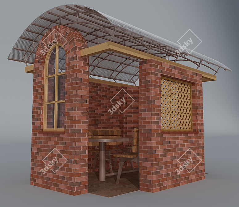 Cozy Retreat: 3x4m Arbor 3D model image 1