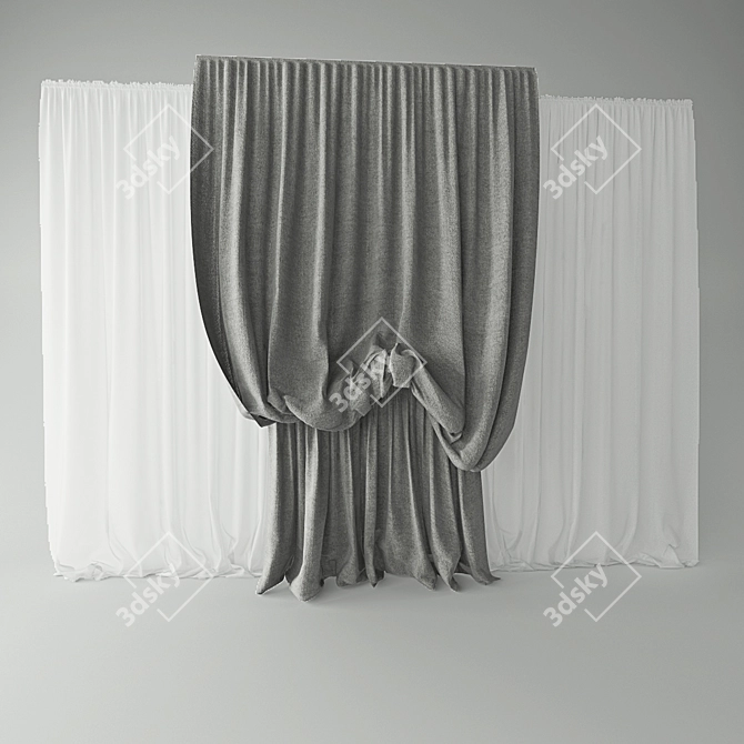 Elegant Window Curtain 3D model image 1