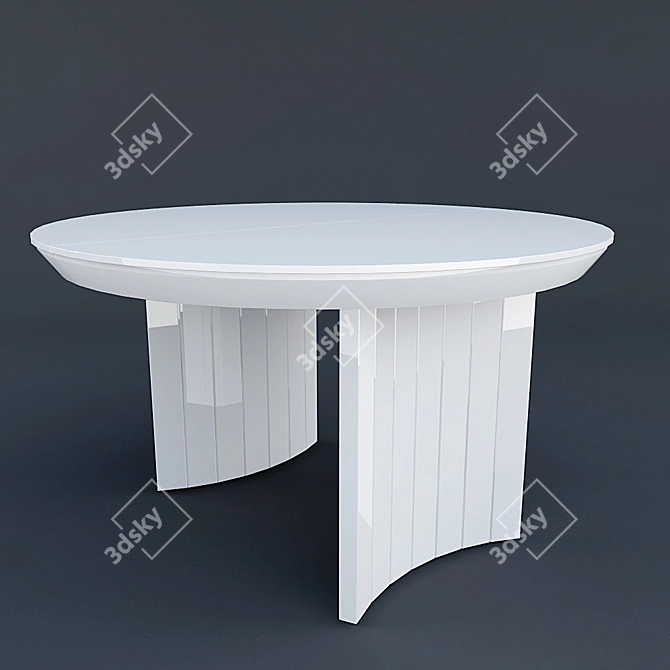 Elegant Round White Dining Table 3D model image 1